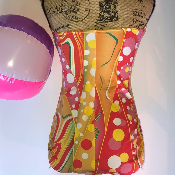 Spiegel Orange & Pink I Piece Bathing Suit Sz 14 - Picture 3 of 8